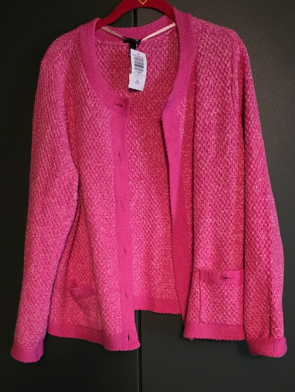 torrid Hot Pink Open-Front Knit Cardigan